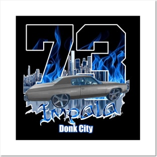 73 Impala Blue Flames Donk City Posters and Art